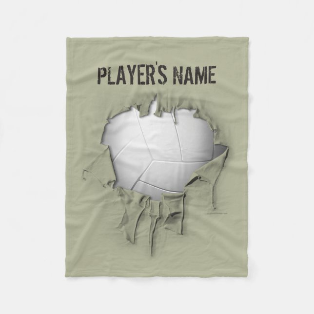 Torn Volleyball Personalisiert Weiß Fleece Blankon (Vorderseite)