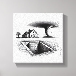 Tornado House Cellar mit Kreuz Leinwanddruck