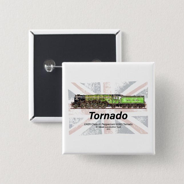 Tornado Vintager Dampfzug Englische Lokomotive Button (Vorne & Hinten)