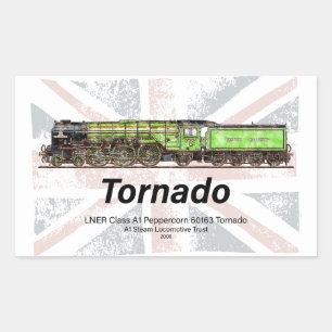 Tornado Vintager Dampfzug Englische Lokomotive Rechteckiger Aufkleber