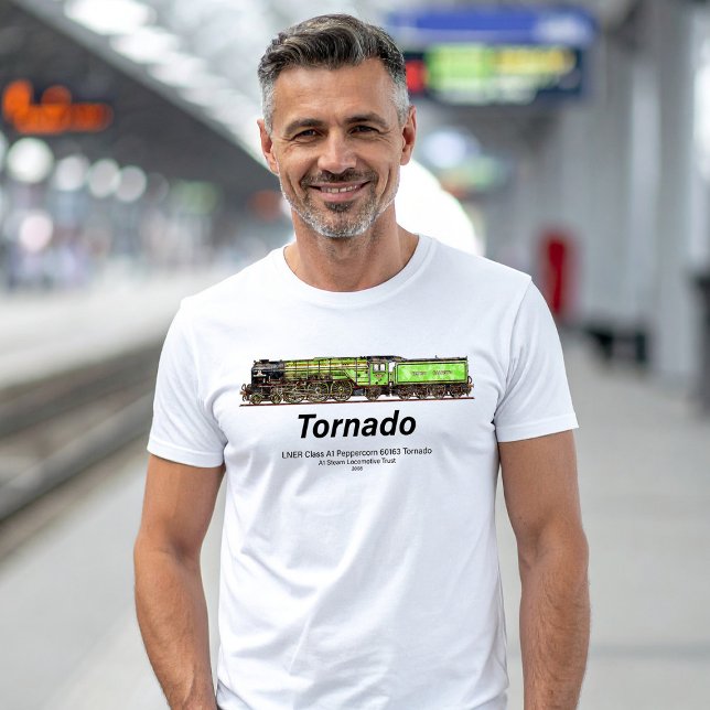 Tornado Vintager Dampfzug Englische Lokomotive T-Shirt (Tornado Vintage Steam Train English Locomotive. Mens Basic T-Shirt)