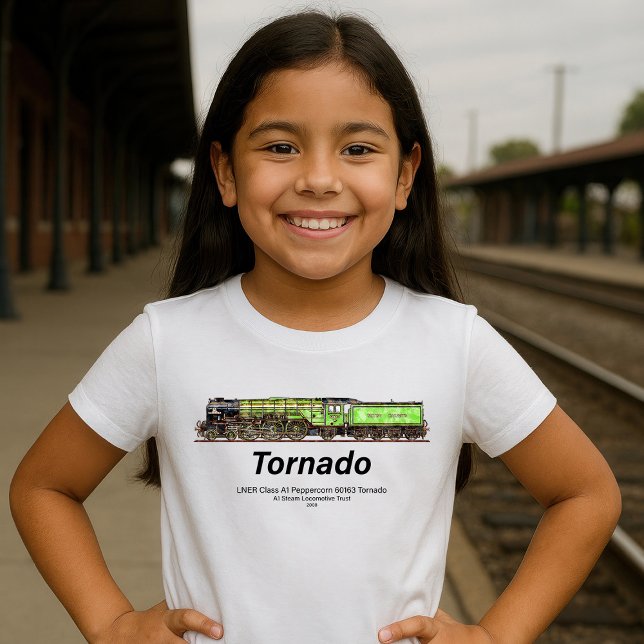 Tornado Vintager Dampfzug Englische Lokomotive T-Shirt (Tornado Vintage Steam Train English Locomotive. Girl Basic T-Shirt)