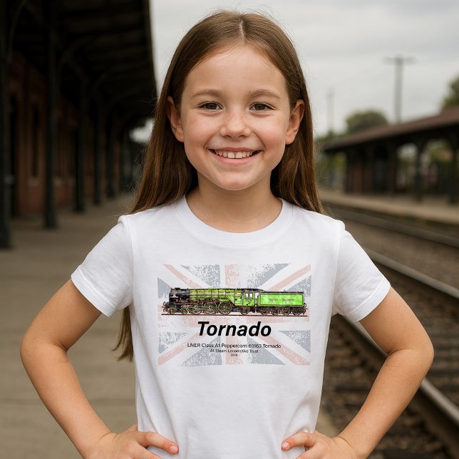 Tornado Vintager Dampfzug Englische Lokomotive T-Shirt (Tornado Vintage Steam Train English Locomotive. Girl Basic T-Shirt)