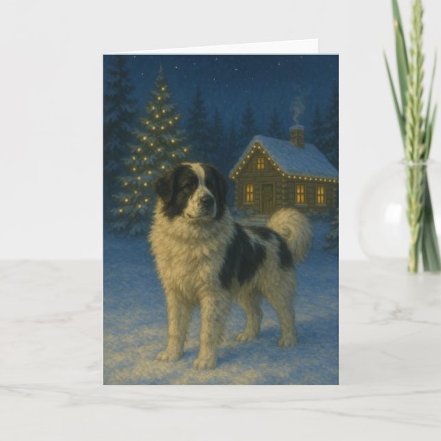 Tornjak-Hunde-Weihnachtskarte Feiertagskarte (Vorderseite)