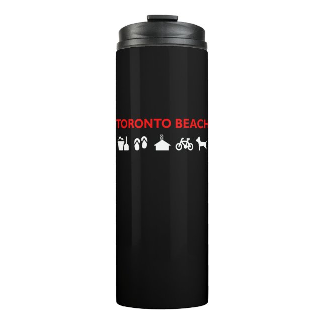 Toronto Beach Icons Dark Color Thermosbecher (Vorderseite)