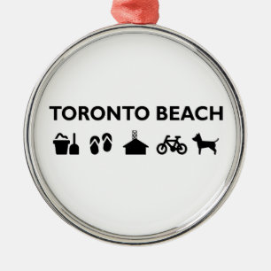 Toronto Beach Icons Monotone Black Ornament Aus Metall