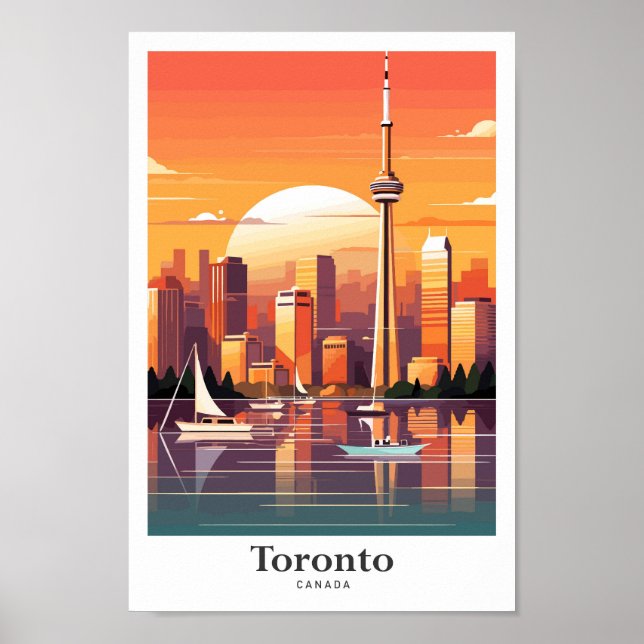 Toronto Canada Art Vintage Travel Illustration Poster (Vorne)