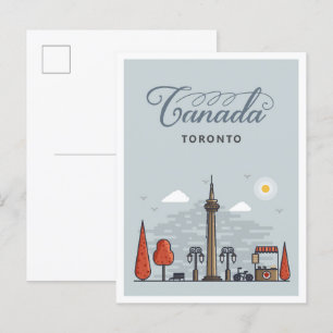 Toronto Canada Art Vintage Travel Illustration Postkarte