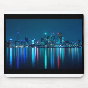 Toronto Canada Nightime Skyline über Wasser farbig Mousepad
