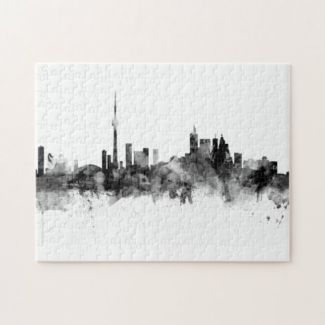 Toronto Canada Skyline Schwarz-weiß Puzzle (Horizontal)