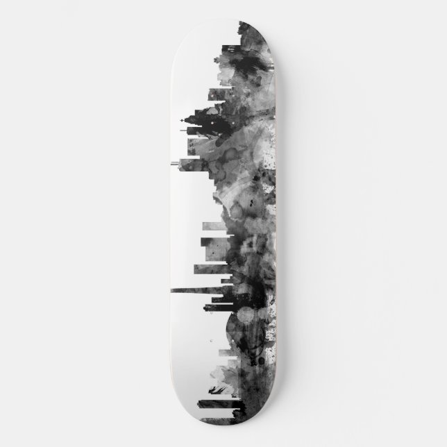 Toronto Canada Skyline Schwarz-weiß Skateboard (Vorderseite)