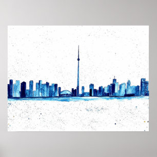 Toronto Canada Skyline Vintag CN Tower Poster