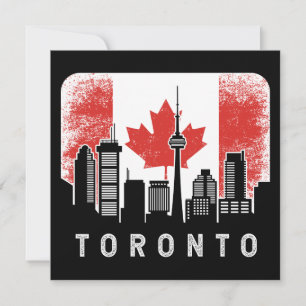 Toronto Canada Skyline Vintag Flag Karte
