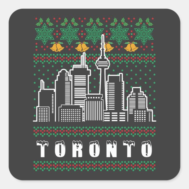 Toronto Canada Ugly Christmas Quadratischer Aufkleber (Vorderseite)