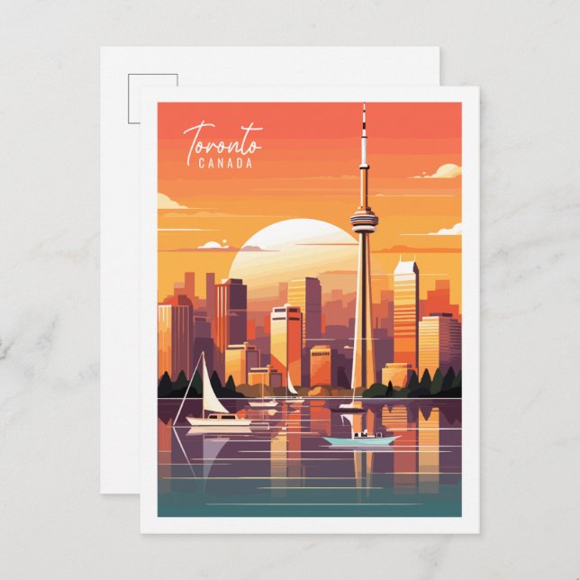 Toronto Canada Vintage Reise Illustration Postkarte (Vorne/Hinten)