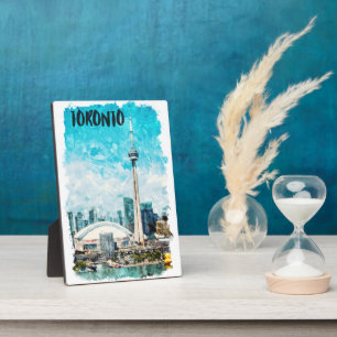 Toronto Canada Vintage Travel Watercolor Fotoplatte