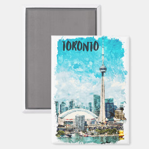 Toronto Canada Vintage Travel Watercolor Magnet