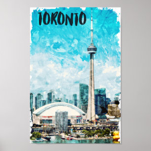 Toronto Canada Vintage Travel Watercolor Poster