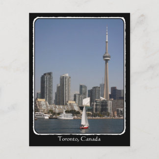 Toronto Hafen Skyline mit Red Boat und Grenze Postkarte