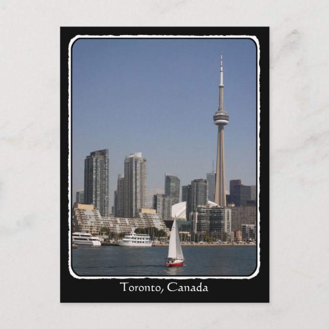 Toronto Hafen Skyline mit Red Boat und Grenze Postkarte (Vorderseite)