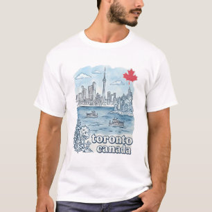 Toronto Kanada Einfache Blaue Skyline Hübsche Stad T-Shirt