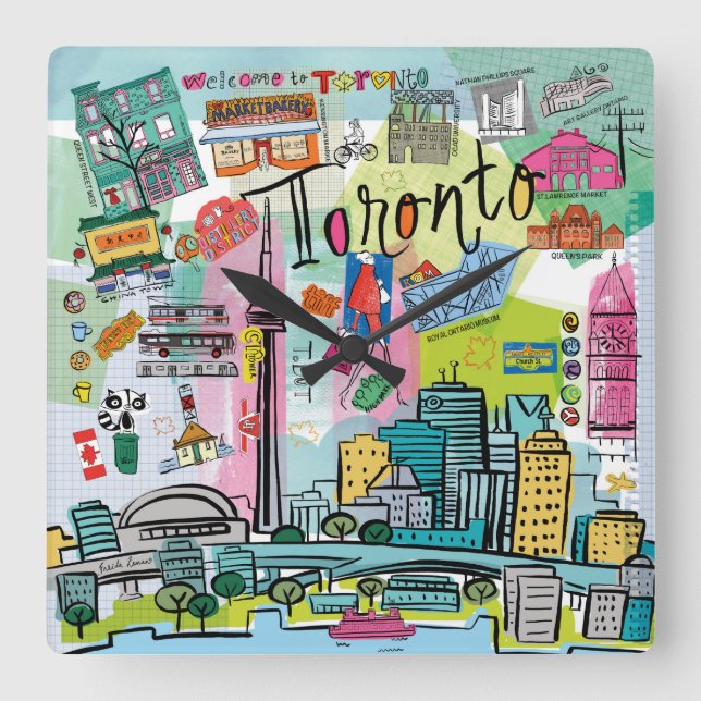 Toronto, Kanada Quadratische Wanduhr (Vorderseite)