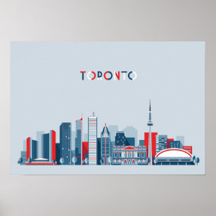 Toronto, Kanada   Rote, weiße und blaue Skyline Poster
