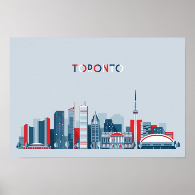 Toronto, Kanada | Rote, weiße und blaue Skyline Poster (Vorne)