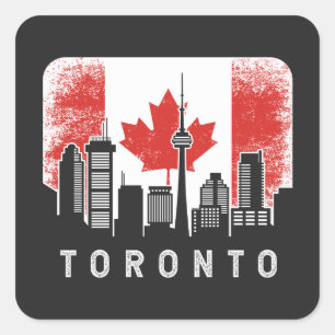Toronto Kanada Skyline Vintage-Flagge Quadratischer Aufkleber