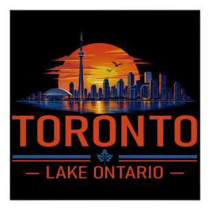 Toronto Lake Ontario Sonnenuntergang Skyline Kunst Poster