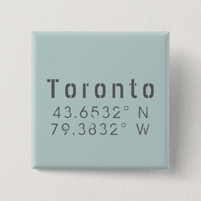 Toronto Latitude & Longitude Button (Vorderseite)