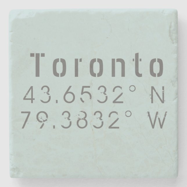 Toronto Latitude Longitude Steinuntersetzer (Vorderseite)