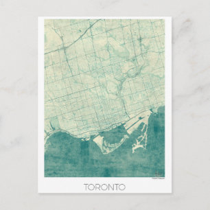 Toronto Map Blue Vintag Watercolor Postkarte