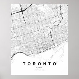 Toronto-Minimalistische Karte (Schwarz & Weiß) Poster