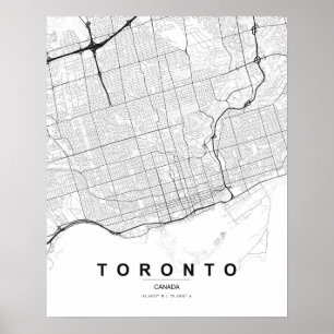 Toronto-Minimalistische Karte (Schwarz & Weiß) Poster