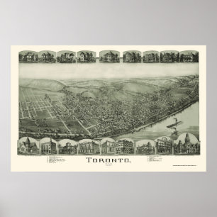 Toronto, OH Panorama Karte - 1889 Poster