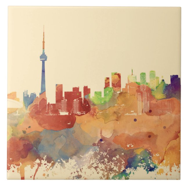 Toronto Ontario Canada Orange Skyline Design 248 Fliese (Vorderseite)