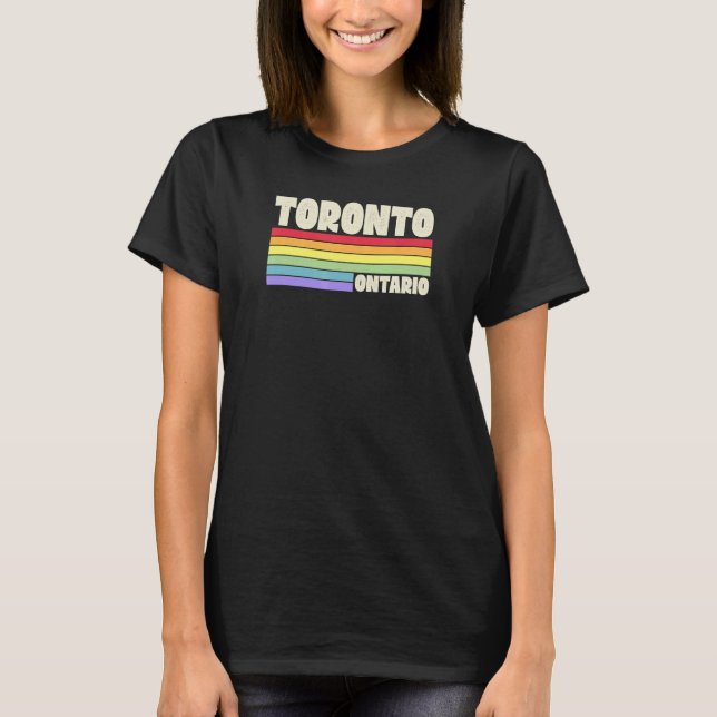 Toronto Ontario Canada Rainbow Gay Pride Merch Ret T-Shirt (Vorderseite)
