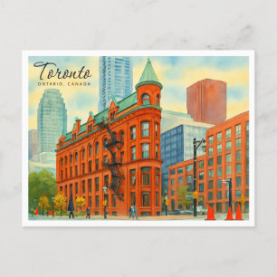 Toronto Ontario Canada Retro Watercolor Feiertagspostkarte