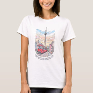 Toronto Ontario Kanada Aquarell Skyline CN Tower T-Shirt