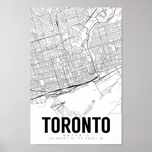 Toronto Ontario Minimalistisch Map Art Poster (Vorne)