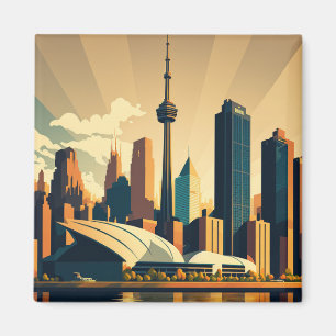 Toronto Ontario Vintag Sunset City Magnet