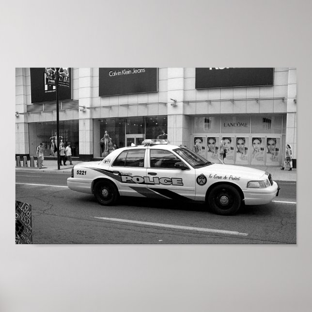 Toronto Police Car Black and White Fotografy Poster (Vorne)