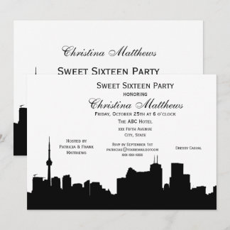 Toronto Silhouette DIY BG Color Sweet 16 Einladung