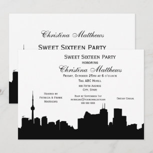 Toronto Silhouette DIY BG Farbe Sweet 16 Einladung