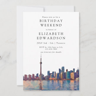 Toronto Skyline Aquarell-Geburtstags-Wochenende Einladung