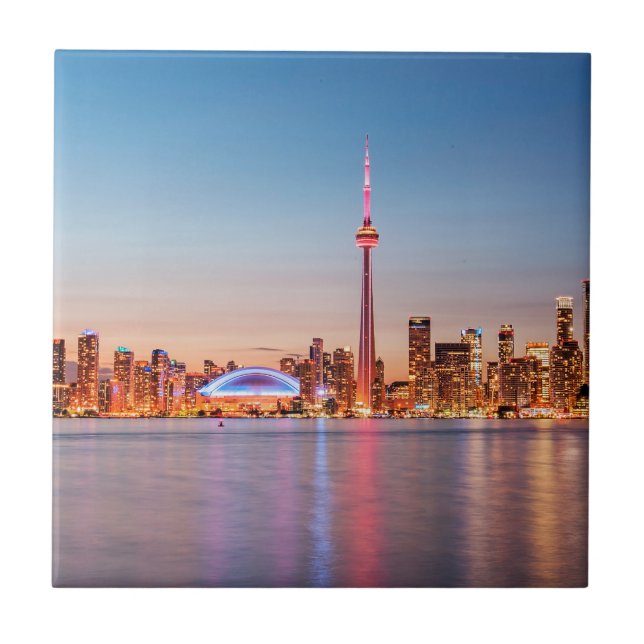 Toronto-Skyline bei Sonnenuntergang Fliese (Vorderseite)