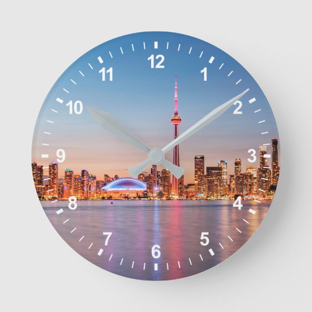 Toronto Skyline bei Sunset Runde Wanduhr (Vorderseite)