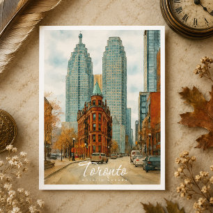 Toronto Skyline Canada Vintag Watercolor Feiertagspostkarte