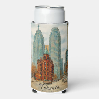 Toronto Skyline Canada Vintage Watercolor Selters Dosenkühler